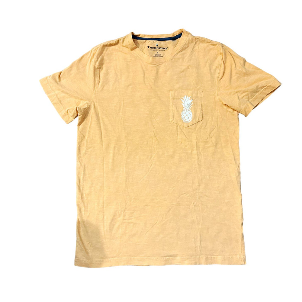 Tailor Vintage Orange Pineapple Printed T-Shirt Mens Size S